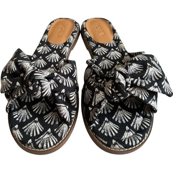 J.Crew Black Ivory Printed Knot Slide Sandals, US7.5 - Picture 4 of 9